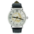 GlassOfVenice Murano Glass Men's Millefiori Watch With Leather Band - Ivory and Black