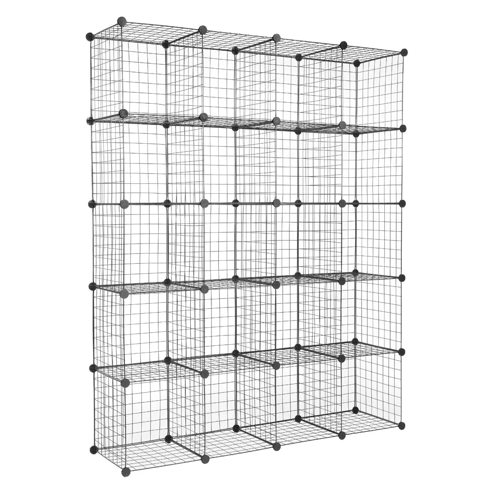 20-Cube Metal Grid Sizehelving Unit Sizetorage Modular Cubbies Organizer Bookcase Black