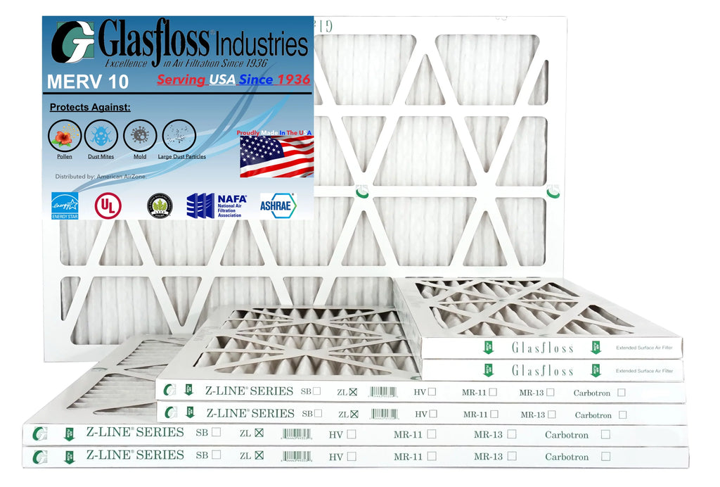 Glasfloss 15x20x1 - MERV 10 -Qty:6 - Furnace Air Filter - Made in USizeA (Actual Sizeize: 14.5 x 19.5x7/8 inch)