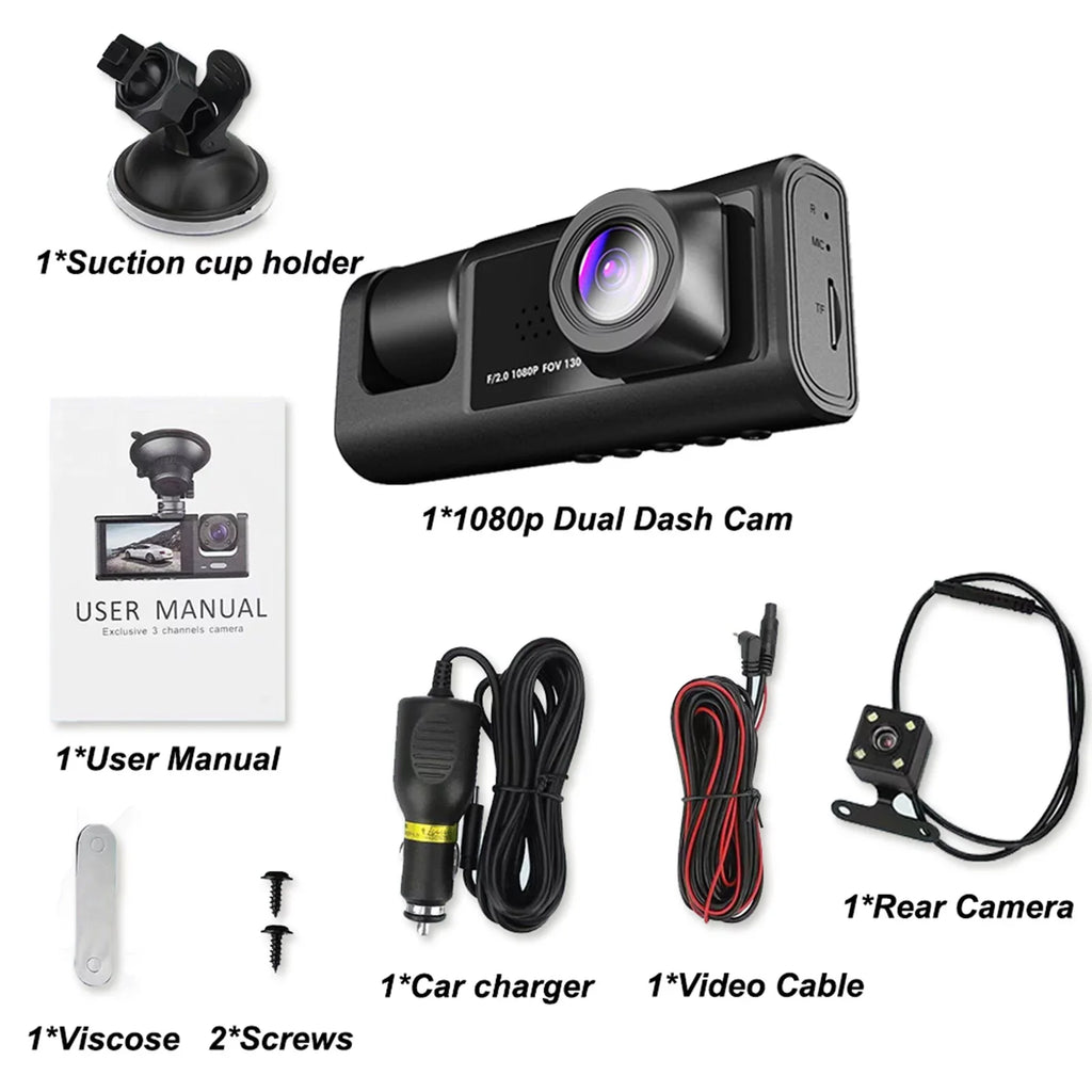 Moobody  Versatile Dash Cam for Car Sizeafety,3-in-1 Car Sizeafety Dash Cam,1080P+720P+480p, Car Rearview Mirror