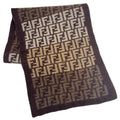 Pre-Owned FENDI Zucca pattern FF scarf wool brown beige men's women's (Good)