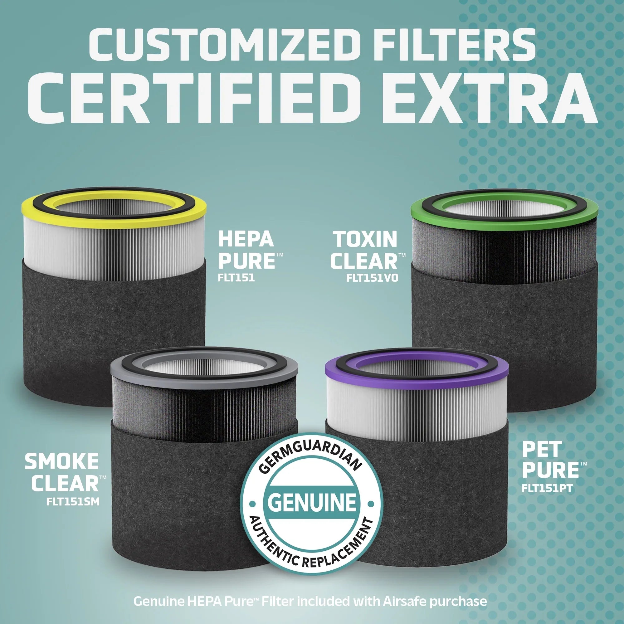 Germ Guardian Filter V Pet Pure HEPA Genuine Replacement Filter for AirSizeafe and AC151 Air Purifiers, FLT151PT