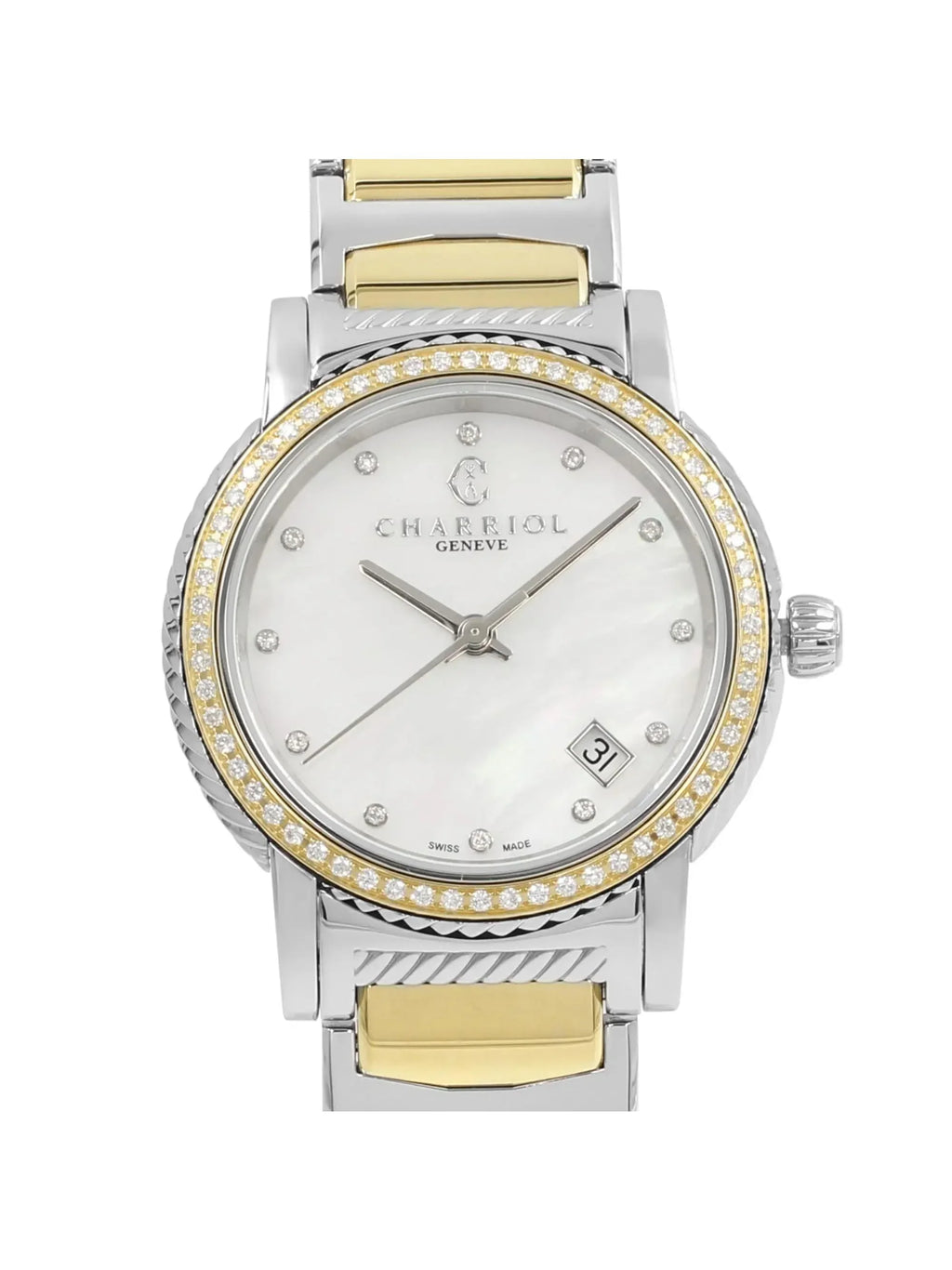 New with defects Charriol Parisii 0.40cttw Quartz Ladies Watch P33SizeY2D.921.001