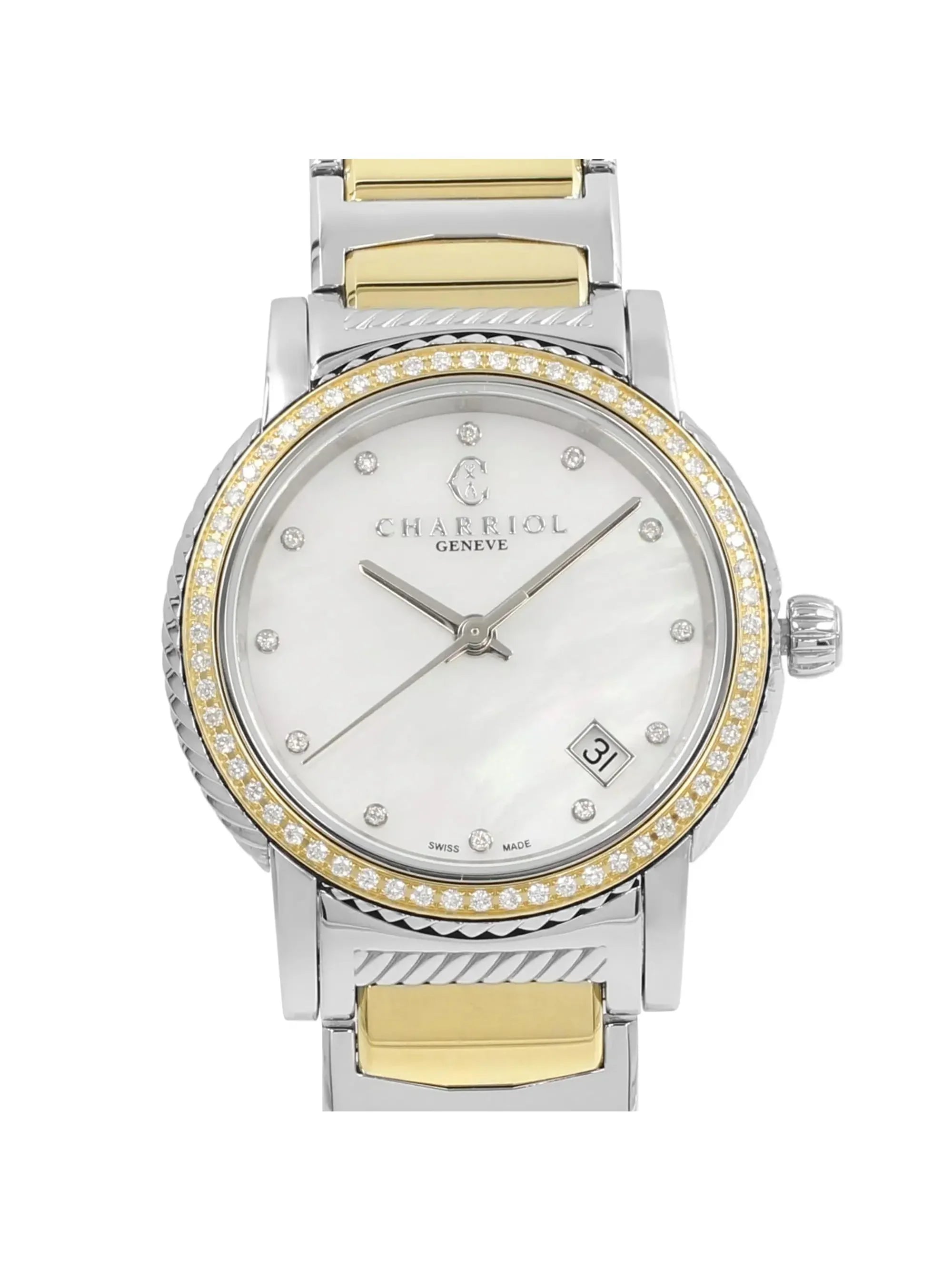 New with defects Charriol Parisii 0.40cttw Quartz Ladies Watch P33SizeY2D.921.001
