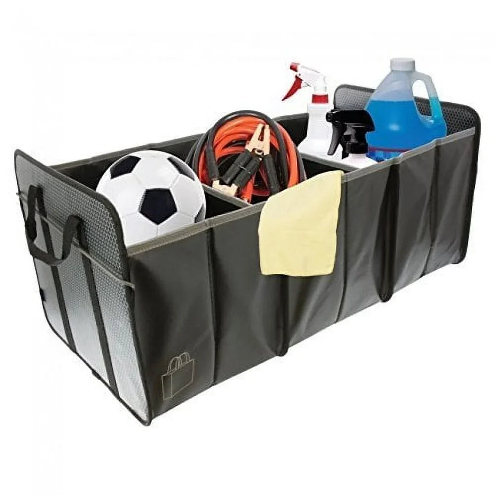 C7 Corvette Trunk Organizer Caddy Collapsible with Crossed Flags Logo : Black