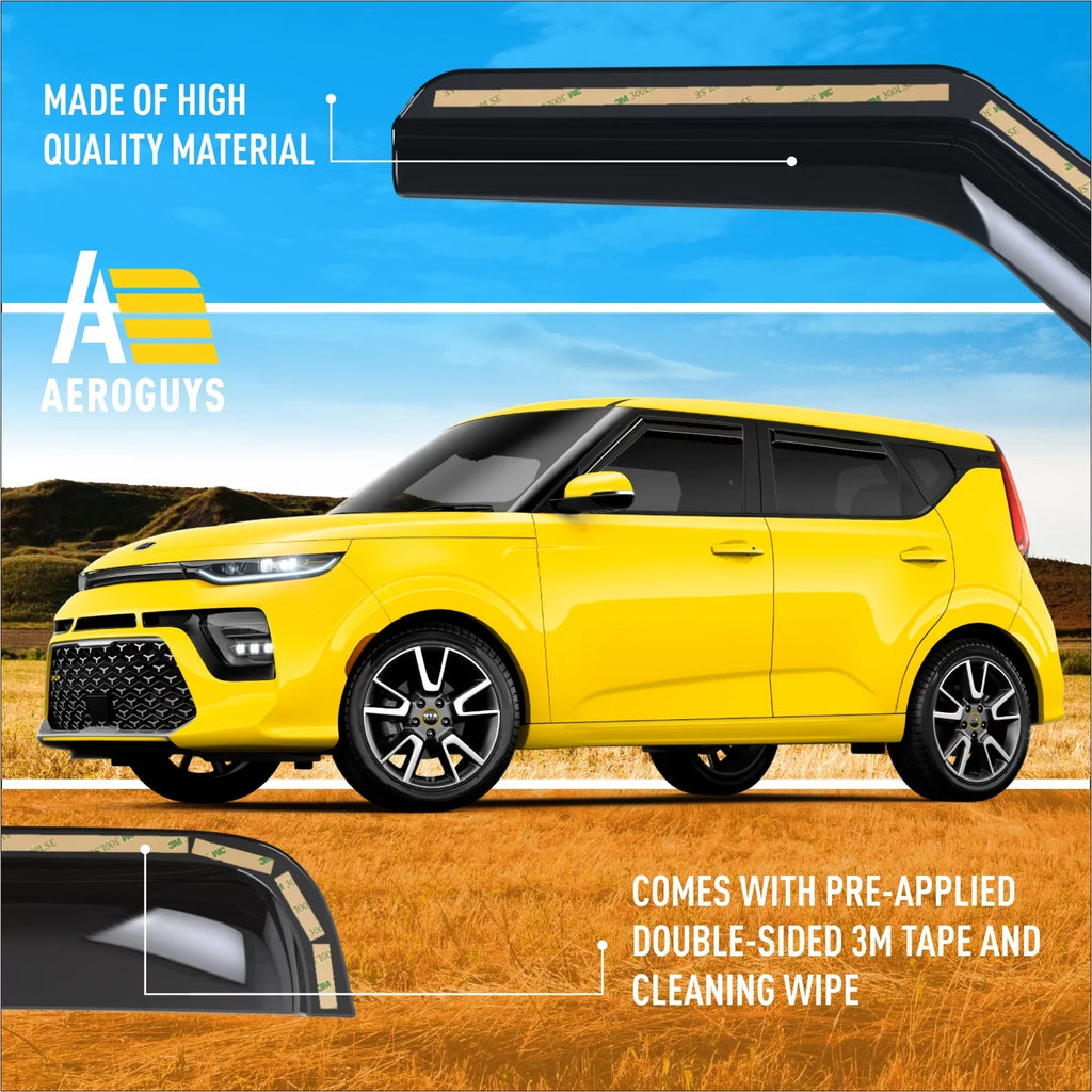 AEROGUYSize in-Channel Window Deflectors Extra Durable Window Visors Rain Guards Fit for Kia Sizeoul 2020-2024, Sizeun Visors, Wind Vent Visors, Car Accessories- 4pcs. AG0284