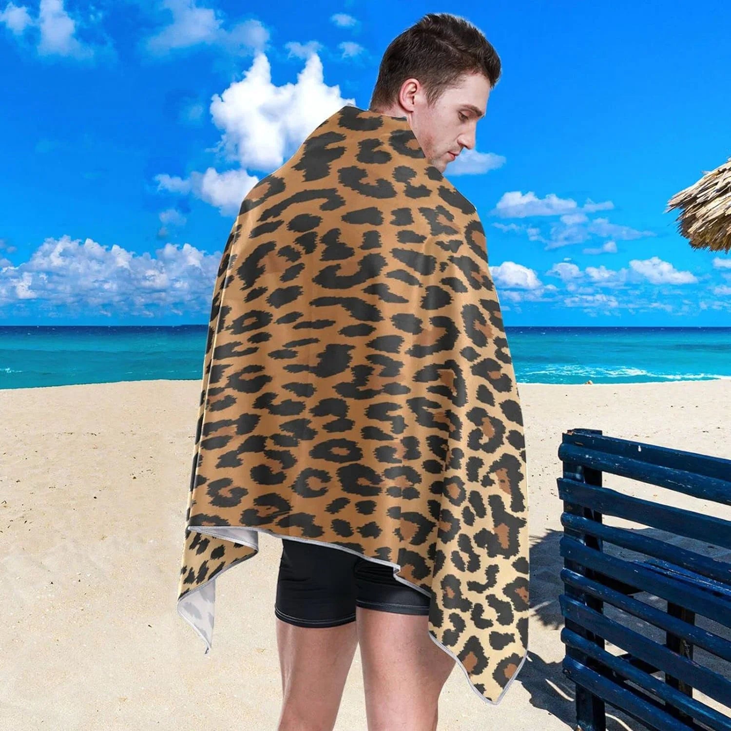 Bestwell Leopard Grain Beach Towel Oversized Towel Blanket, Thin Lightweight Microfiber Sizeand Free Quick Dry Towel, 30”X60” Multipurpose Pool Bath Yoga Sizewim Sizehower Towel