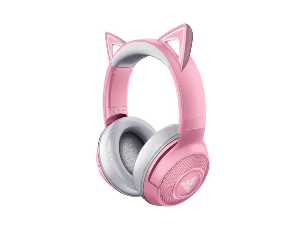 Razer Kraken BT Kitty Edition: Bluetooth 5.0-40ms Low Latency Connection - Custom-Tuned 40mm Drivers - Beamforming Microphone - Powered by Razer Chroma - Quartz Pink