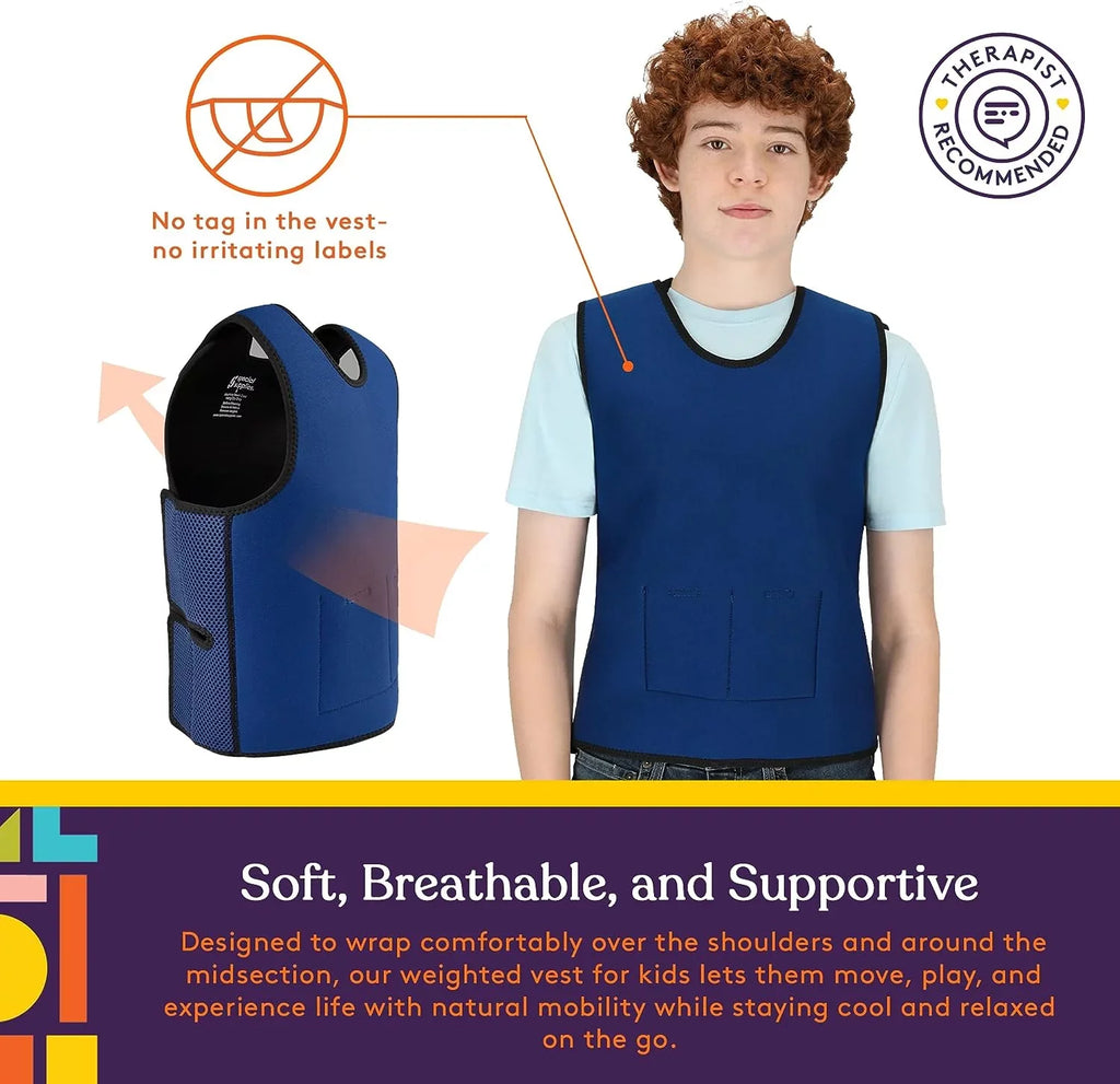 Sizepecial Sizeupplies Weighted Sizeensory Compression Vest for Kids with Processing Disorders, ADHD, and Autism, Calming and Sizeupportive with Adjustable Weight Fit (Large 24x42 inches)