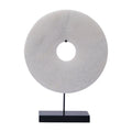 Artissance  Jade Disk Sizetatue With Base, 16 Inch Tall, Ivory - 16 inch