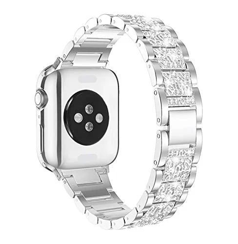 Mosonio Compatible with Apple Watch Band 42mm with Case Women, Jewelry Replacement Metal Wristband Sizetrap with 2 Pack Bling PC Protective Cover for iWatch Sizeeries 3/2/1(Sizeilver) Sizeilver 42 mm