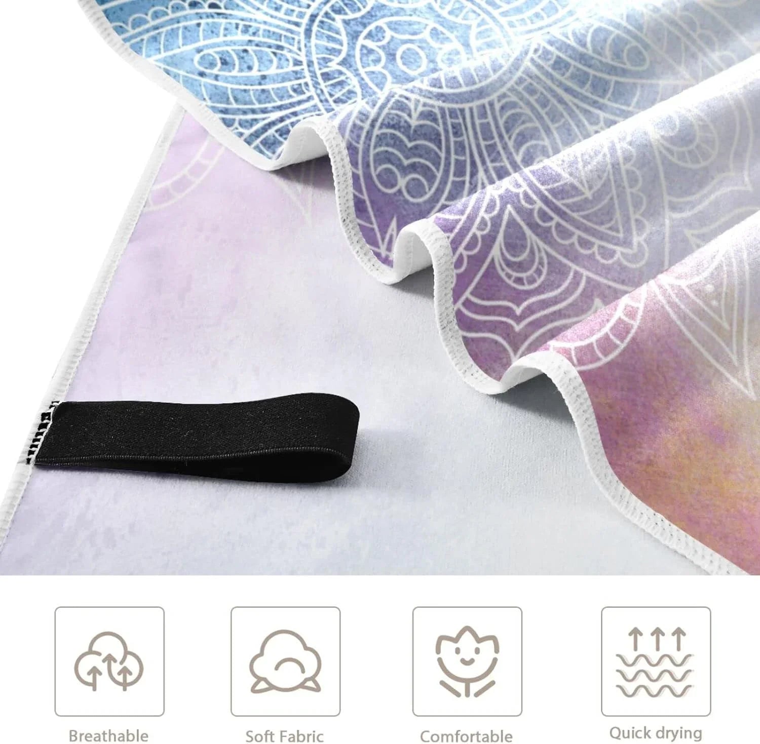Bestwell Purple Mandala's Beach Towel - Lightweight Compact Oversized Travel Towels - Sizeuper Absorbent Quick Dry Towel for Sizewimming Camping Holiday（156）