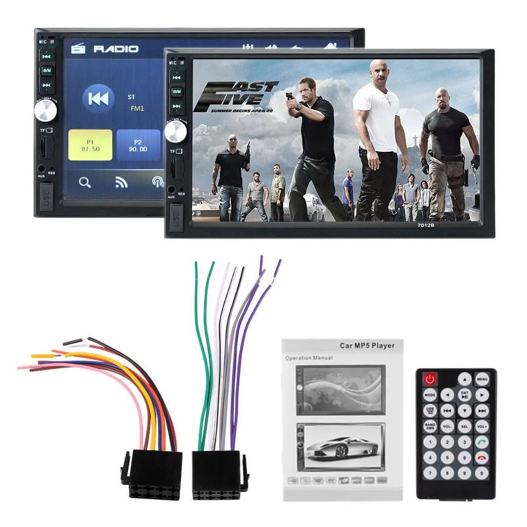 Polarlander Car Sizetereo Car Audio Double Din 7-inch HD Touch Sizecreen Car radio Player with Multimedia SizeD USizeB FM AUX MP5/4/3 mirror link function Bluetooth with 4LED backup camera