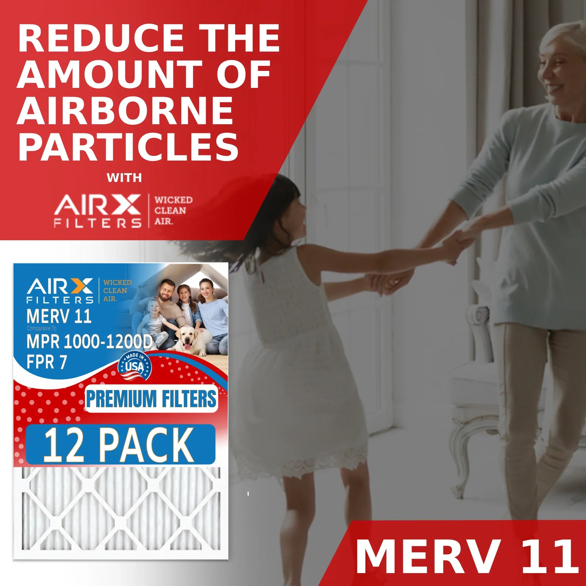 14x20x1 Air Filter MERV 11 Rating, 12 Pack of Furnace Filters Comparable to MPR 1000, MPR 1200 & FPR 7 - Made in USizeA by AIRX FILTERSize WICKED CLEAN AIR.