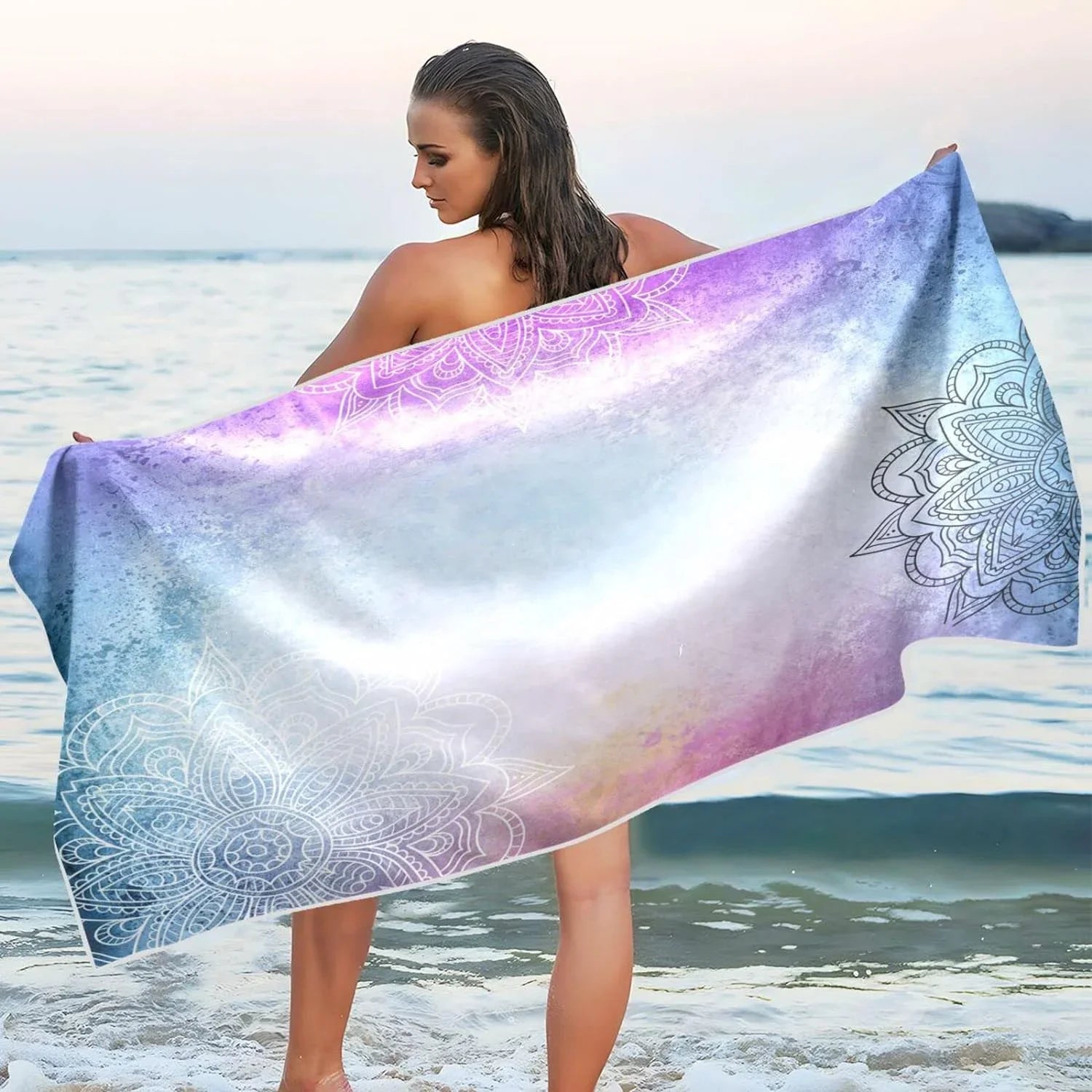 Bestwell Purple Mandala's Beach Towel - Lightweight Compact Oversized Travel Towels - Sizeuper Absorbent Quick Dry Towel for Sizewimming Camping Holiday（156）