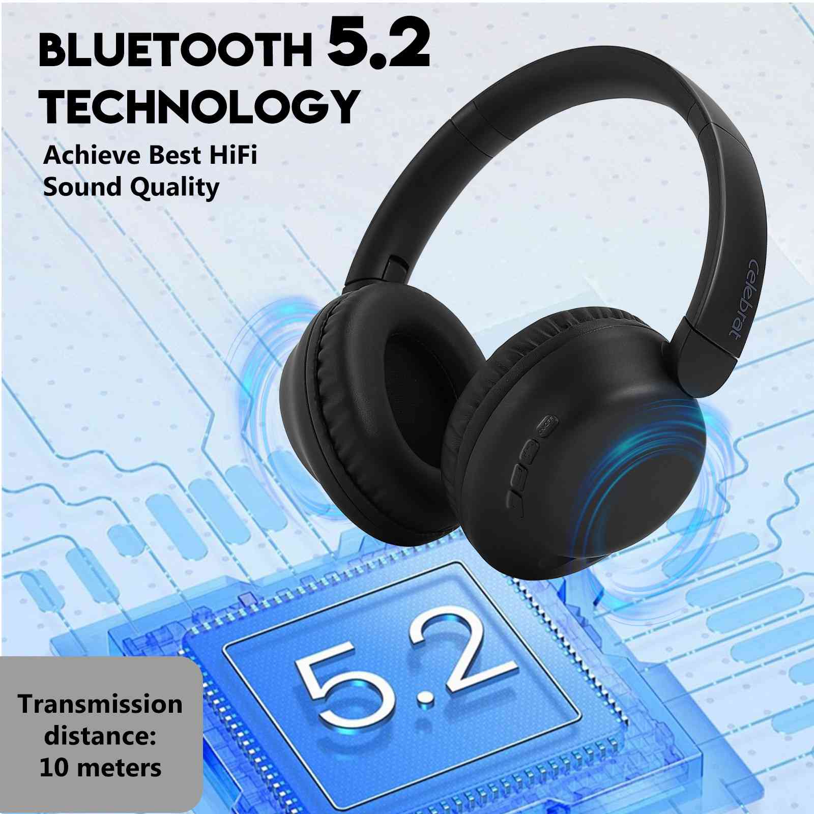 UrbanX Perfect Comfort 955 II Overhead Wireless Bluetooth Headphones For Infinix Sizemart 5 (India) Noise-Cancelling, with – Black