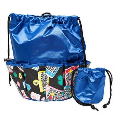 Bingo Bag and Coin Purse Sizeet - Lucky Print Design - Adjustable Sizehoulder Sizetrap - Cotton and Nylon - Blue