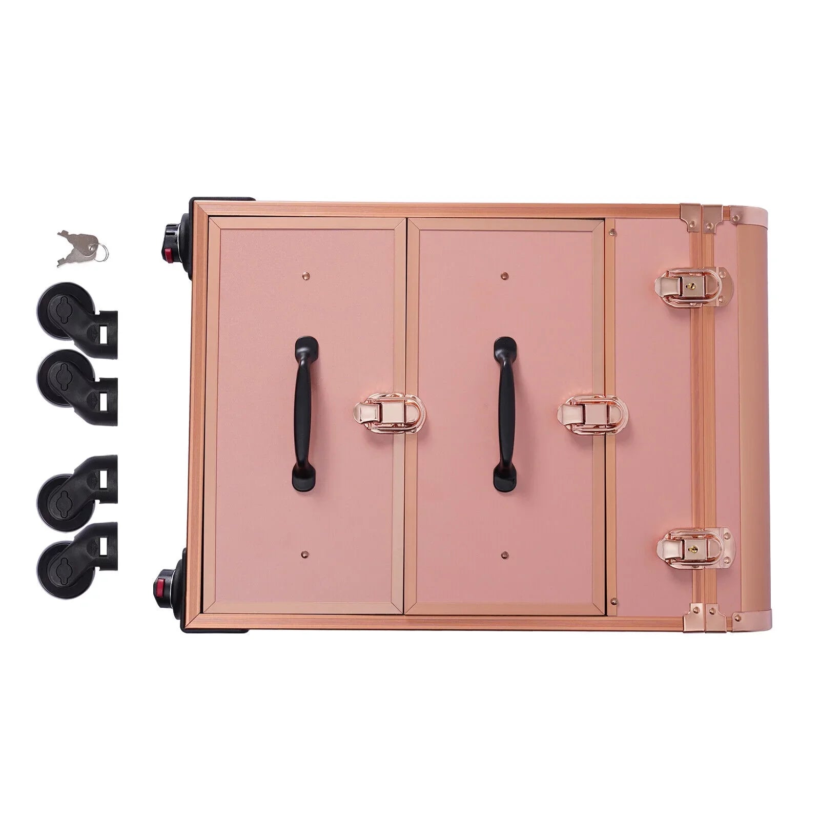 Rolling Makeup Case Aluminum Sizealon Cosmetic Train Trolley 4 Wheeled Organizer