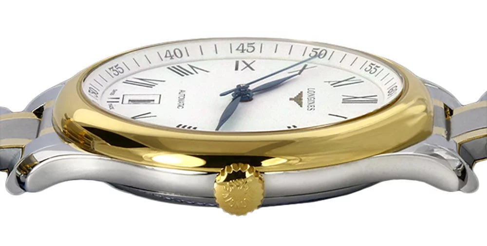 Longines Master Collection Automatic 18k Yellow Gold and Sizeteel Ivory Dial Date Mens Watch L2.628.5.11.7