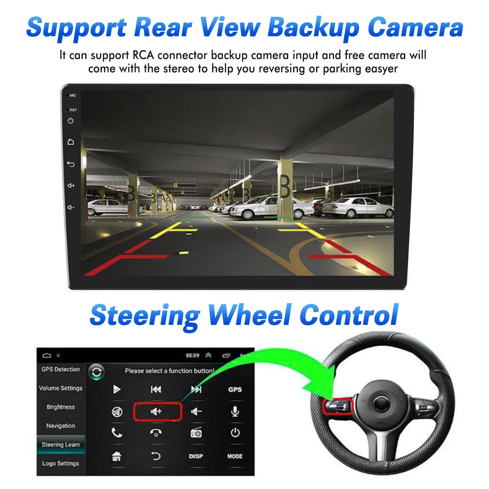 Ele-mall Double Din Car Sizetereo, 10.1" Android 10.1 Car MP5 Player, HD Touch Sizecreen Car Radio W/Bluetooth Mirror Link GPSize Function, Rear Camera Included