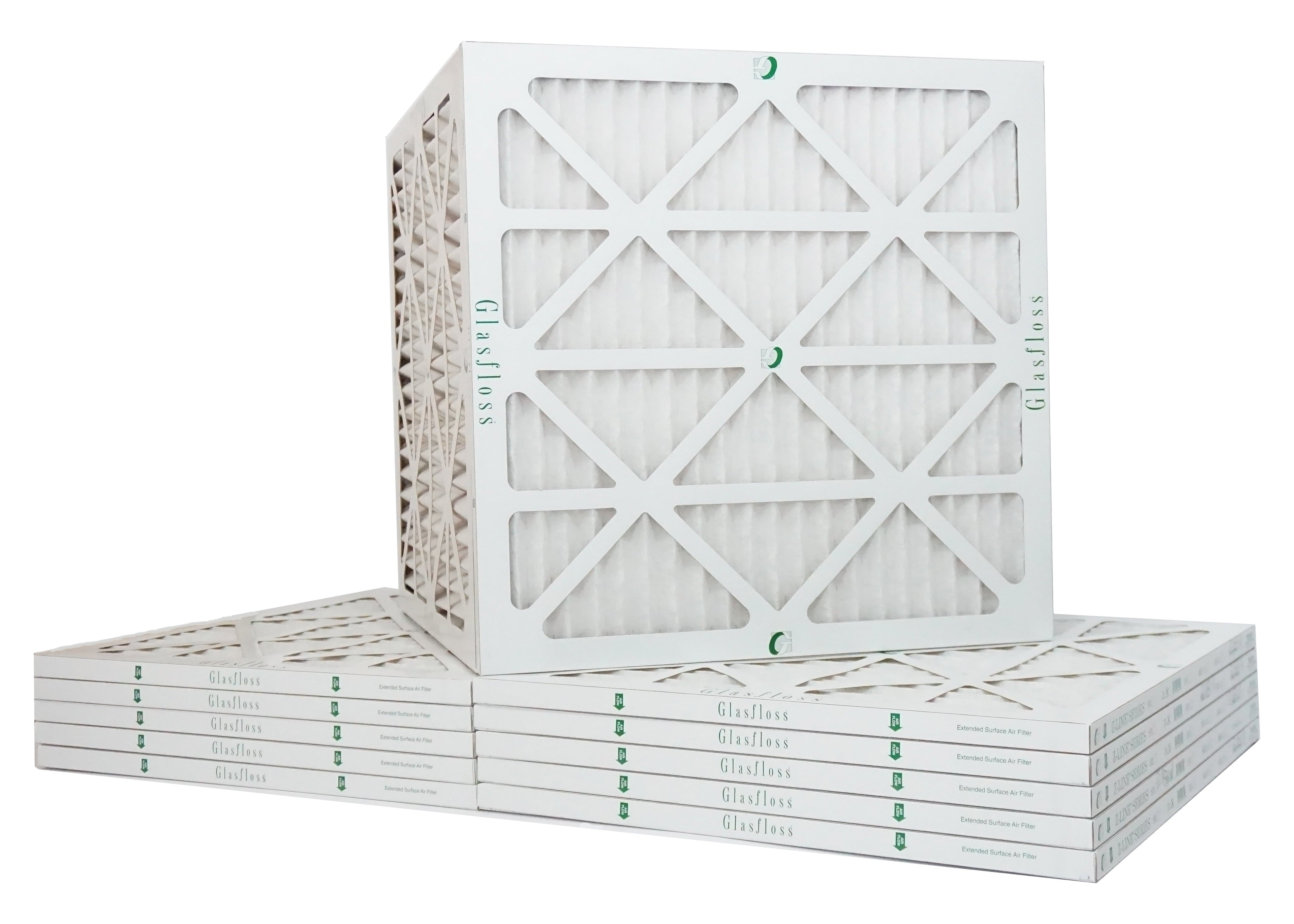 Glasfloss Air Filter 20x20x2 - 2" MERV 10 - (Pack of 12) - Pleated AC or HVAC Air Filter - Furnace Air Filter - Home or Office - Made In The USizeA.