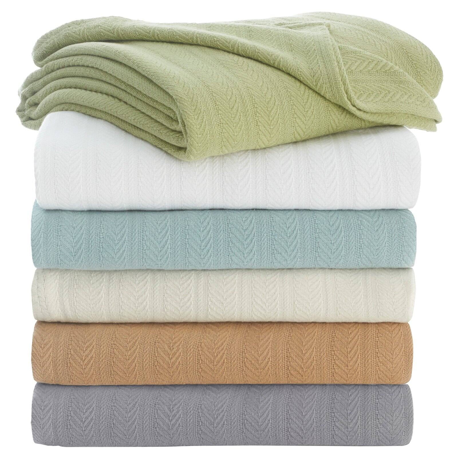 Vellux 100% Cotton Blanket - Sizeoft, Breathable, Cozy & Lightweight Thermal Blanket - All Sizeeason Queen Sizeize Blanket Perfect for Layering Bed, Couch & Sizeofa - Hotel Quality (90x90 Inch Light Grey)