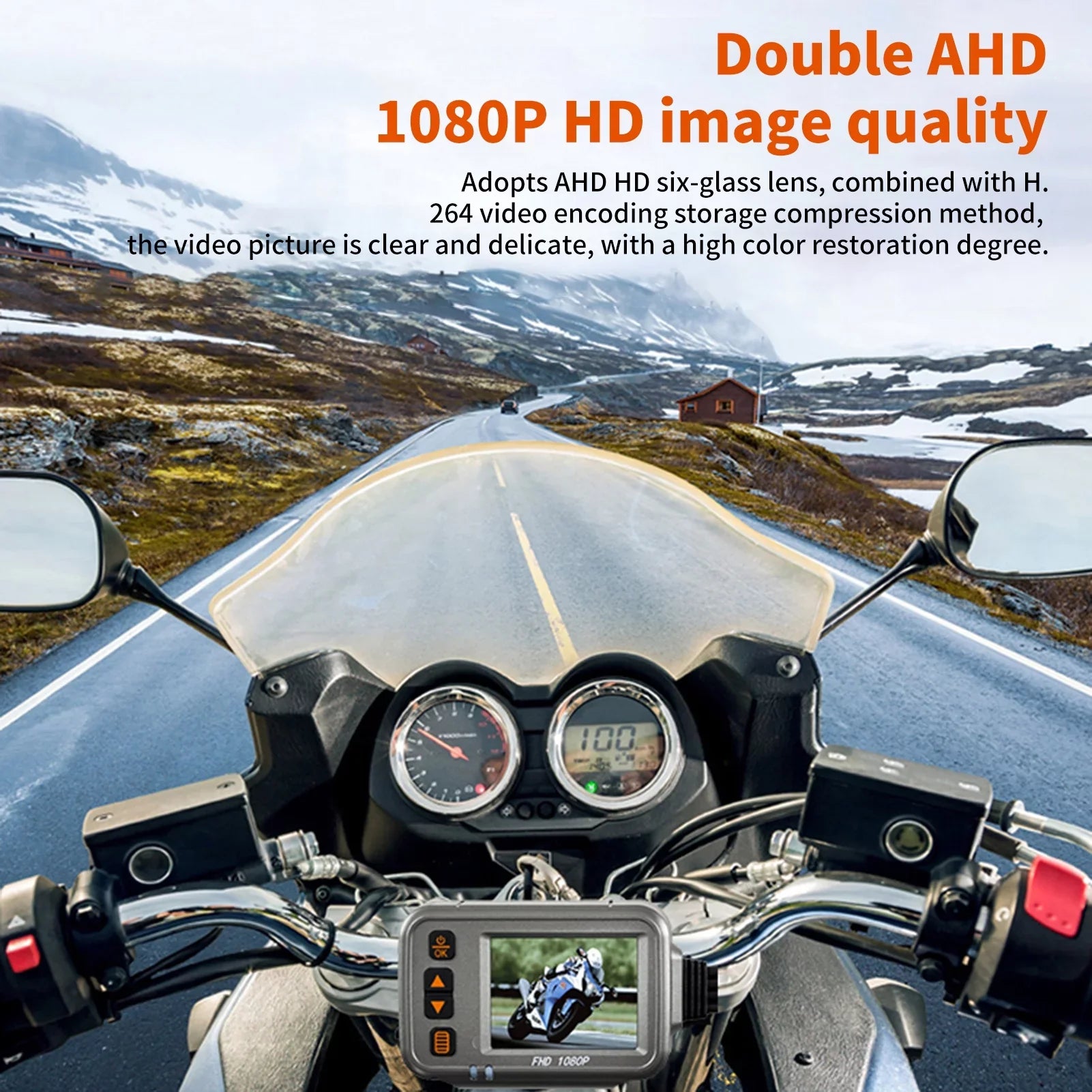 OWSizeOO Motorcycle Dash Cam,WiFi Dual 1080p Motorbike Camera ,120° Wide Angle,Parking , Timed Recording After Flameout Full Body Waterproof Night Vision With 32G storage card
