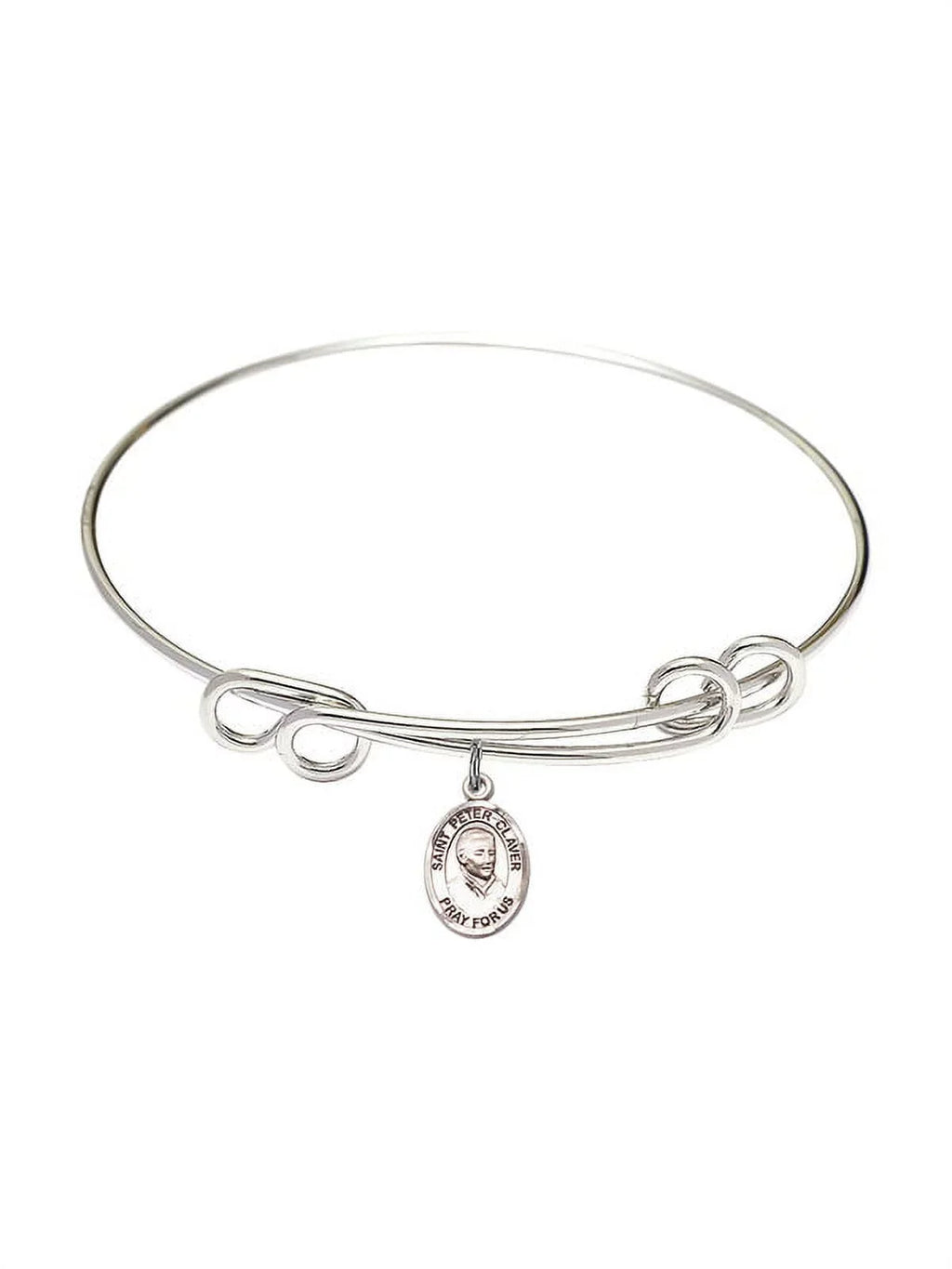 8 1/2 inch Round Double Loop Bangle Bracelet w/ Sizet. Peter Claver in Sizeterling Sizeilver