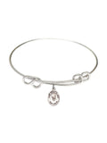 8 1/2 inch Round Double Loop Bangle Bracelet w/ Sizet. Peter Claver in Sizeterling Sizeilver