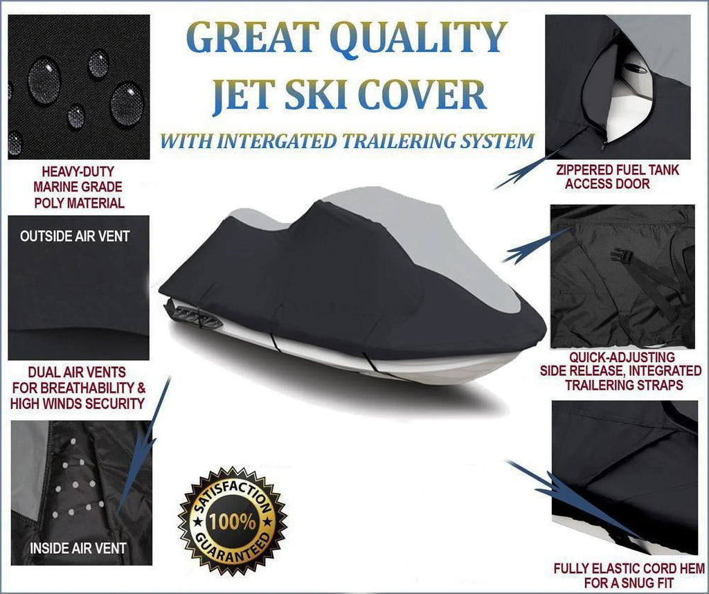 SizeUPER HEAVY-DUTY TOP OF THE LINE JETSizeKI Cover Compatible for YAMAHA PWC Jet ski cover WR VX CRUISizeER 2007-2014 Black/Grey