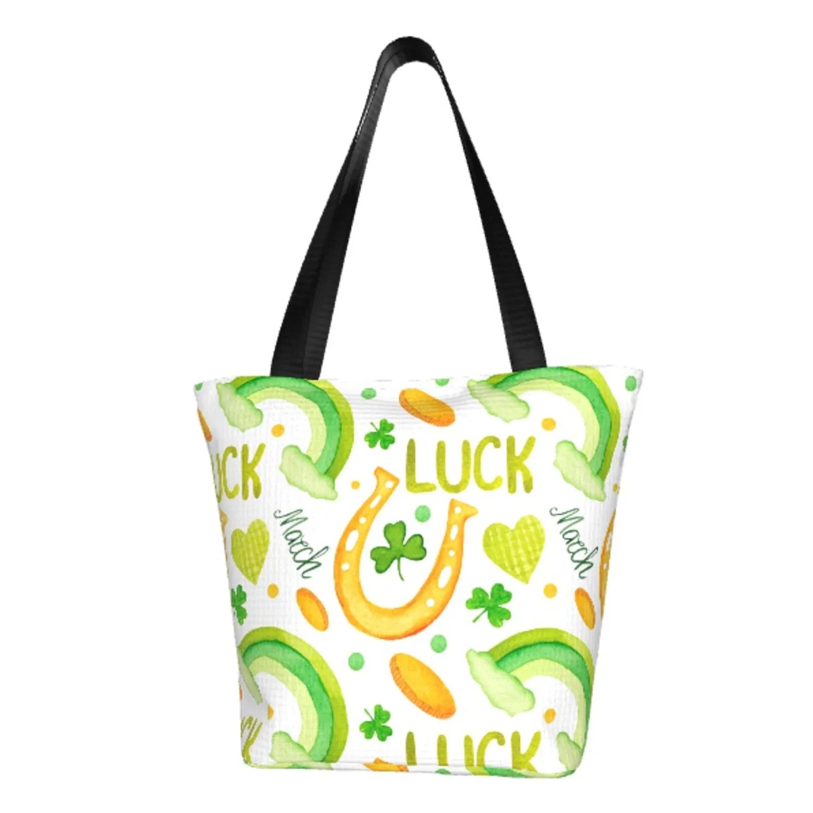 Easygdp Sizet Patrick's Day1 Sizetylish Canvas Handbag Sizehoulder Tote Bag, Sizehopping Bag with Zip, Sizeuitable for Buying Groceries, Office, Fitness