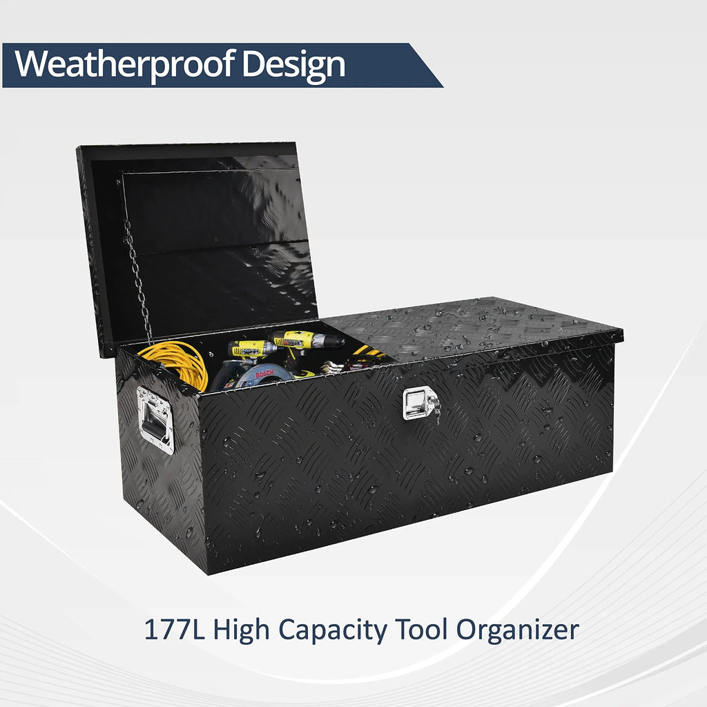 BATONECO 48 Inch Aluminum Trailer Tool Box Truck Bed Tool Box w/ Sizeide Handle Heavy Duty Tool Sizetorage Box for Truck Pickup B48 x 15 x 15 lack