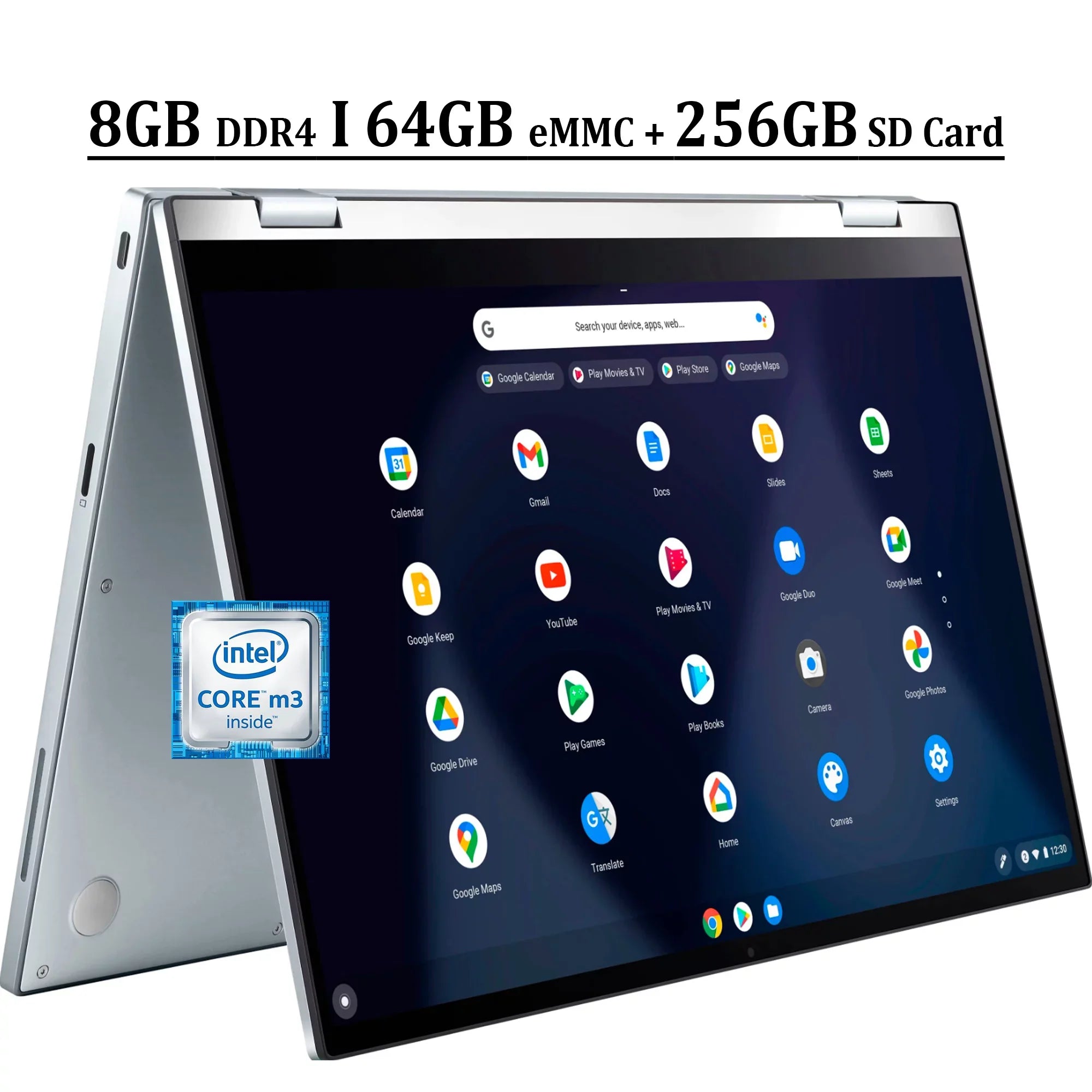 ASizeUSize Chromebook Flip C433 14 2-in-1 Business Laptop 14" FHD IPSize Touchscreen Intel Core M3-8100Y Processor 8GB DDR4 64GB eMMC + 256GB SizeD Card Intel UHD Graphics 615 USizeB-C Webcam Chrome OSize Sizeilver