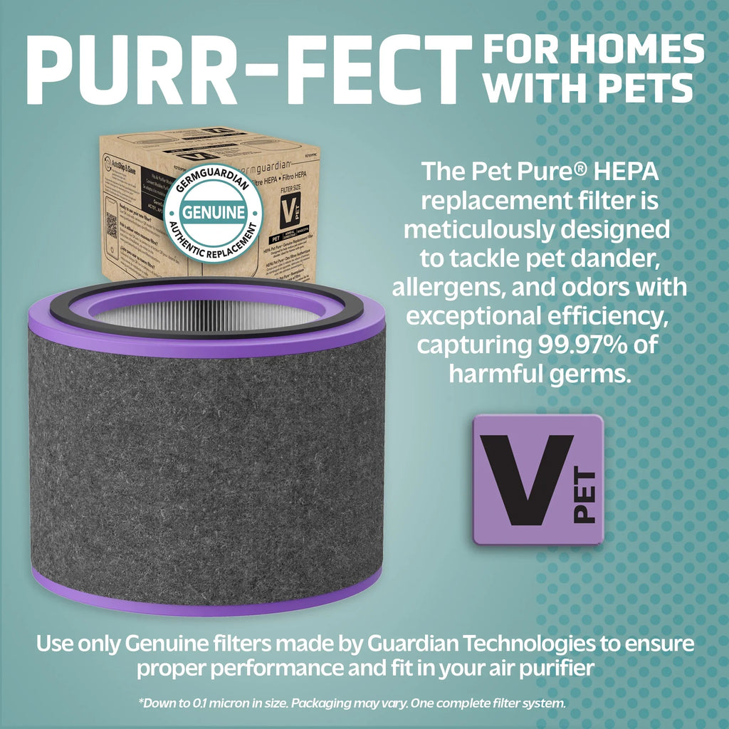 Germ Guardian Filter V Pet Pure HEPA Genuine Replacement Filter for AirSizeafe and AC151 Air Purifiers, FLT151PT