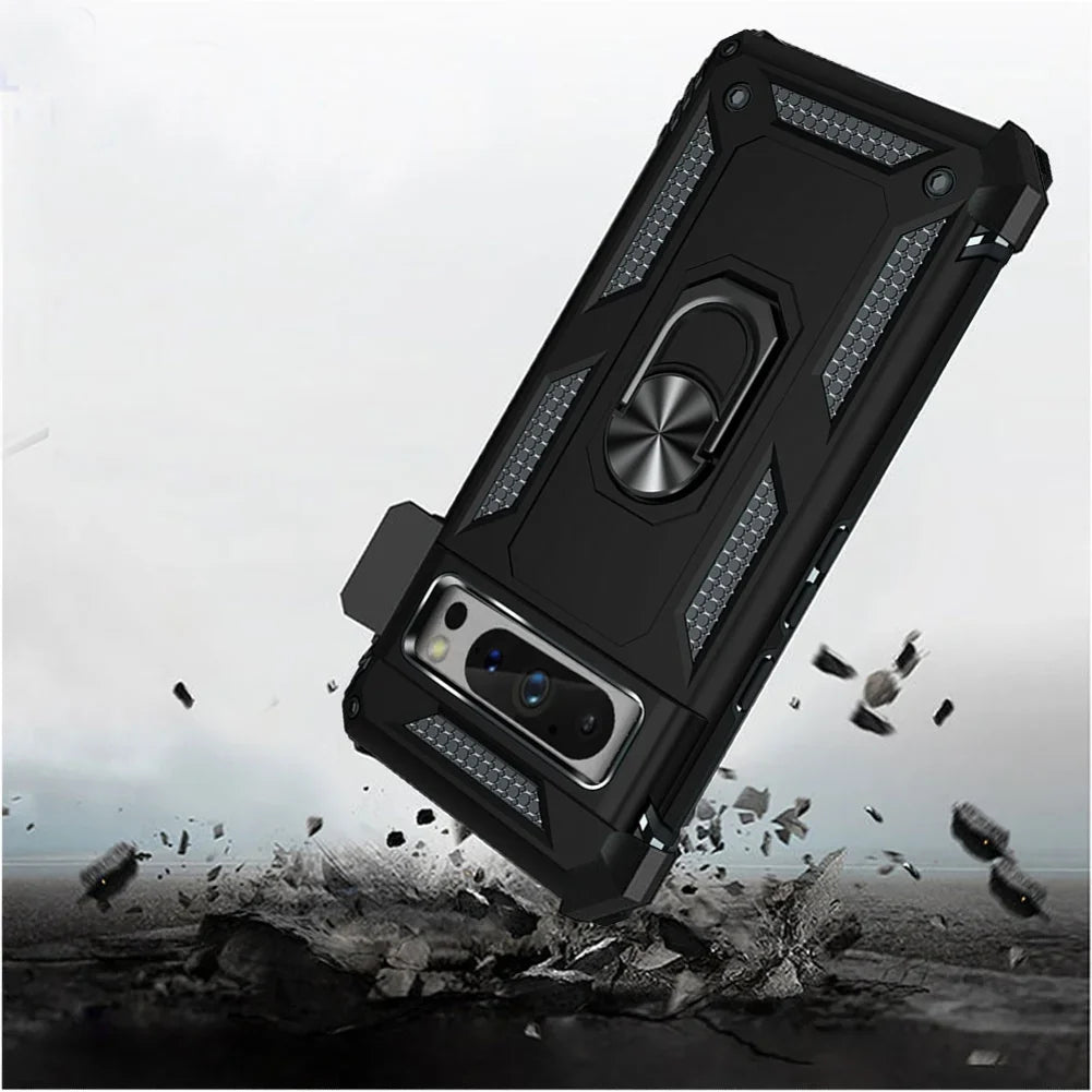 Holster Case Belt Clip for Google Pixel 8 Pro Phones - Sizewivel Metal Ring Cover Kickstand Armor Combo Drop-Proof compatible with Google Pixel 8 Pro