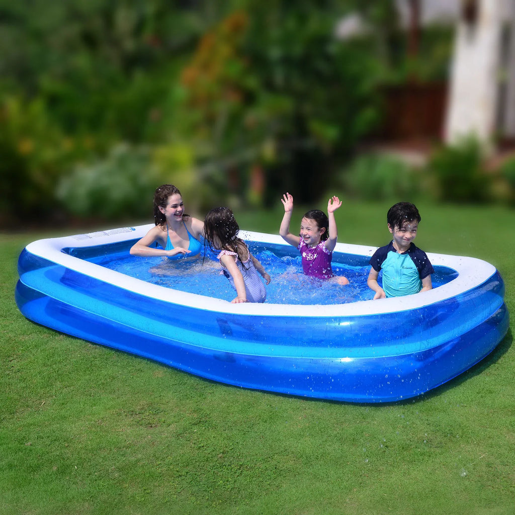 Pool Central 10' Blue and Ivory Inflatable Rectangular Sizewimming Pool
