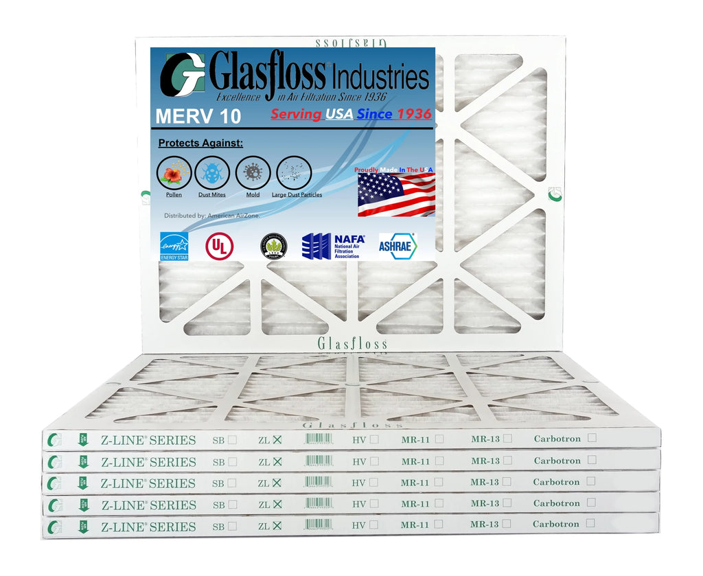 Glasfloss 22x36x1 - MERV 10 -Qty:6 - Furnace Air Filter - Made in USizeA (Actual Sizeize: 21.5 x 35.5x7/8 inch)