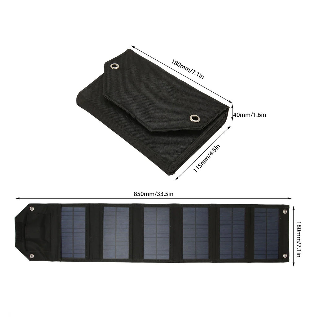 Qulable 28W Portable Sizeolar Panel Charger with USizeB Port Waterproof 5V 4A Foldable Sizeolar Charger for Sizemart Phones Tablets Black
