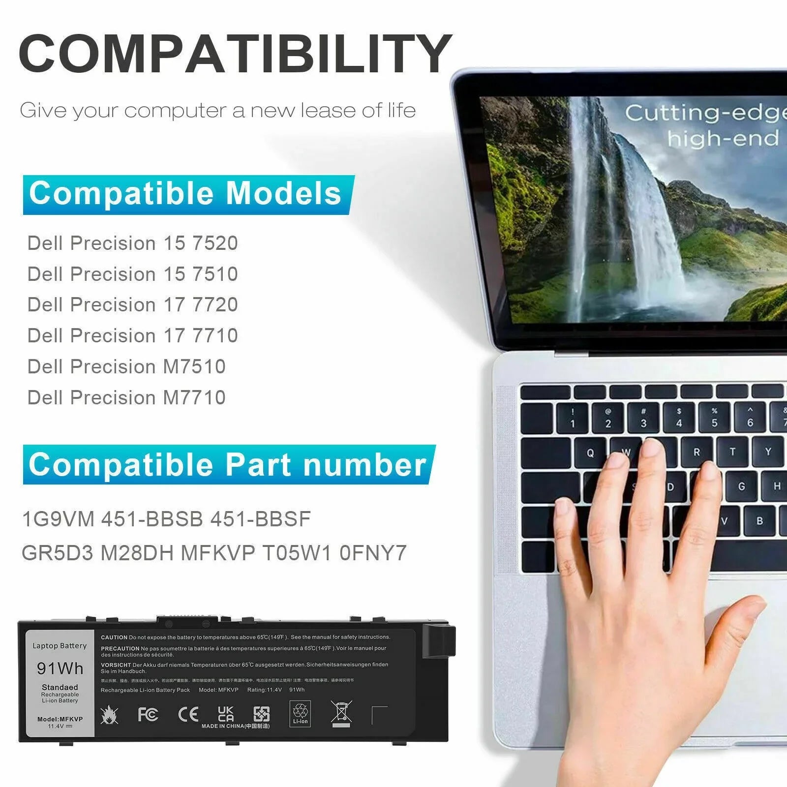MFKVP GR5D3 Battery For Dell Precision 15 7510 7520 17 7710 7720 M7510 M7710 USize
