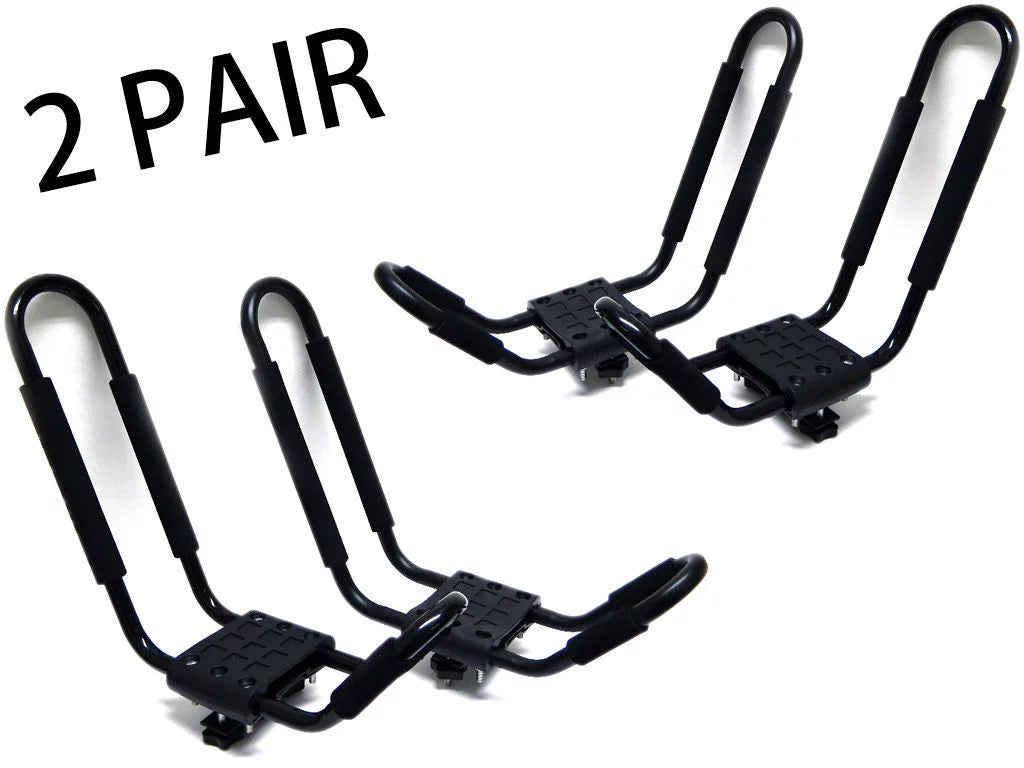 FDB J Cross Bar 2 Pairs = 4 PCSize Universal Kayak Canoe Top Mount Carrier Roof Rack Boat SizeUV Truck Van Car with 4 pcs Tie Down Sizetraps