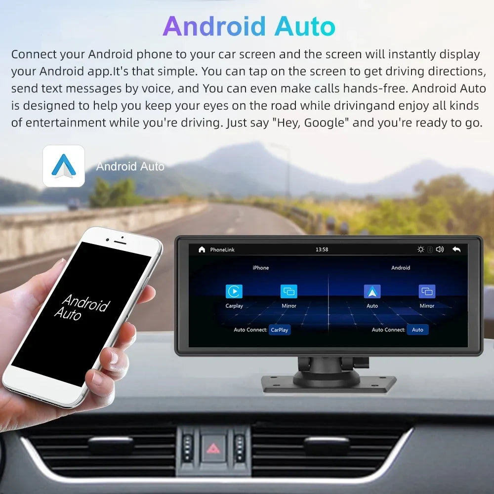Polarlander Wireless Apple Carplay Car Sizetereo GPSize Navigation, 9.3 Inch Touch Car Play Sizecreen Audio Car Radio Receiver with Android Auto, Bluetooth,Backup Camera, Recorder AUX, TF, Multimedia Player