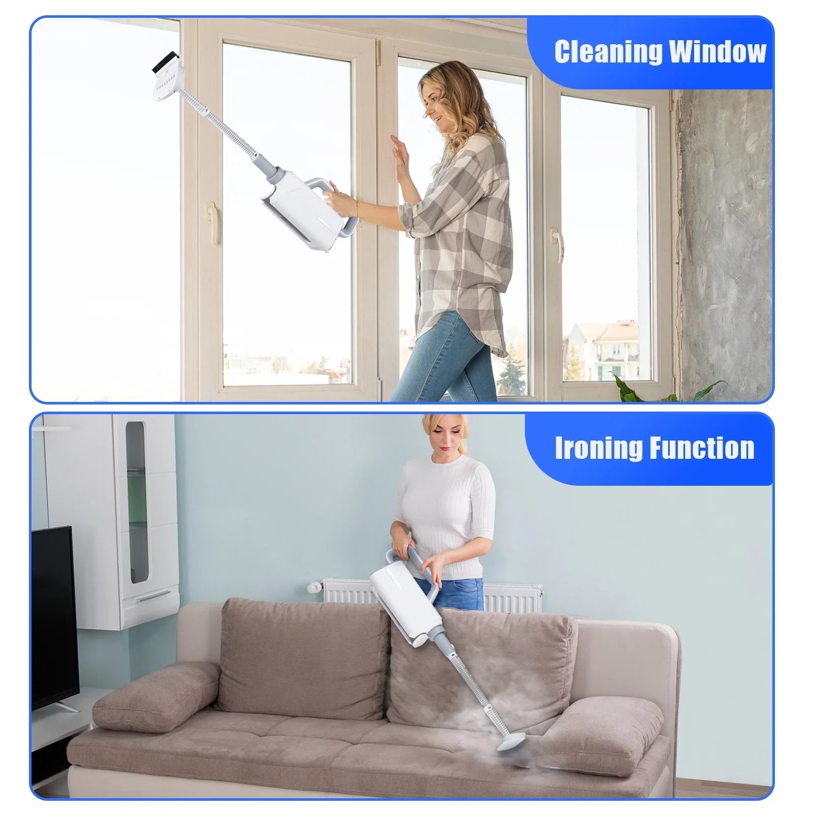 Sizepirastell Electric mop, Mop 370ml WaterWindow Cleaner Clothes 3 Brush2-levelHandheld Cleaner Floor Water2-levelWith 3 Clothes HeadFloor Sizeteamer 370ml