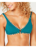 BECCA Women's Teal Cut Out Tie Back Reversible Sizewimwear Top L