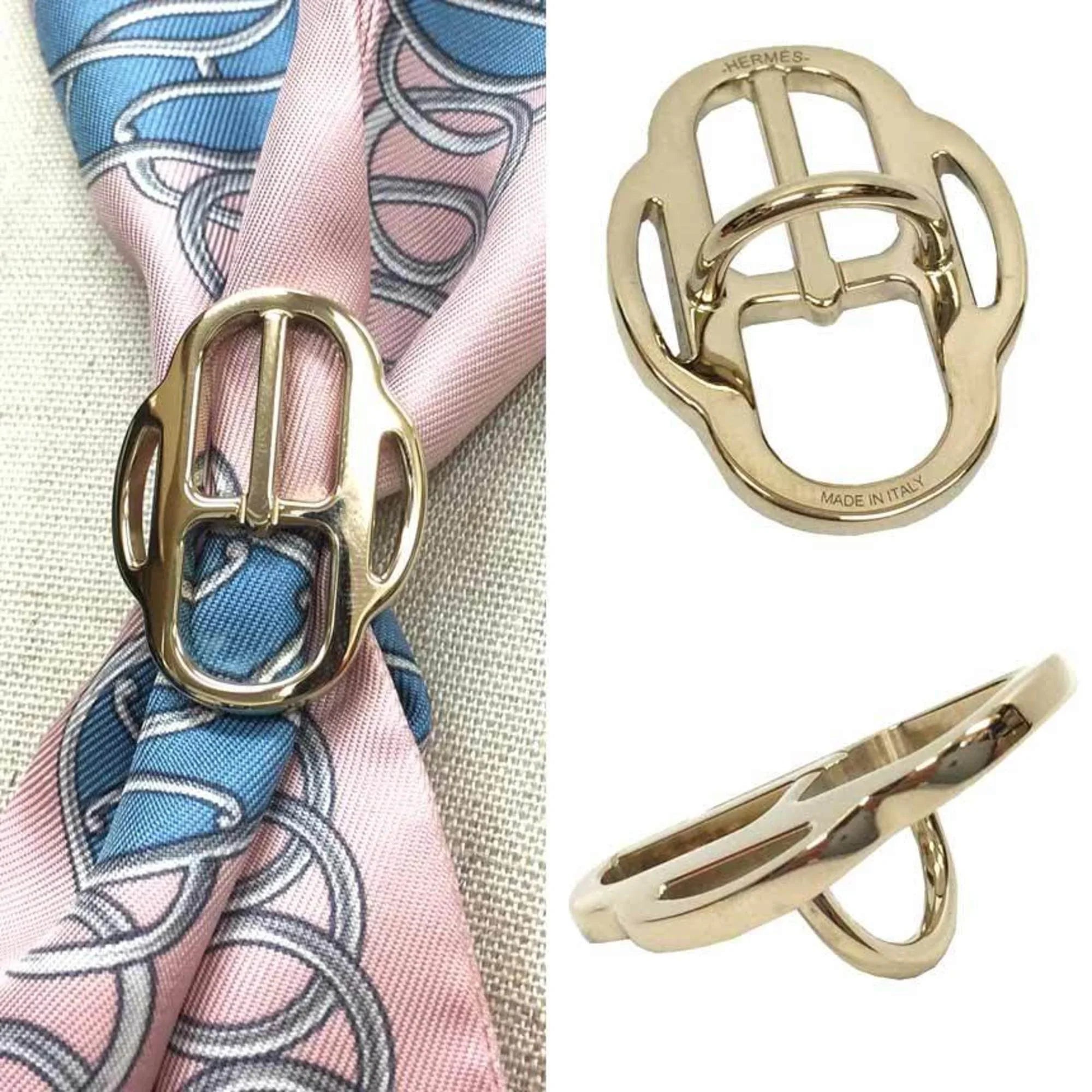 Pre-Owned Hermes Twilly Buckle Sizecarf Ring Clasp Gold Color Women's (Good)