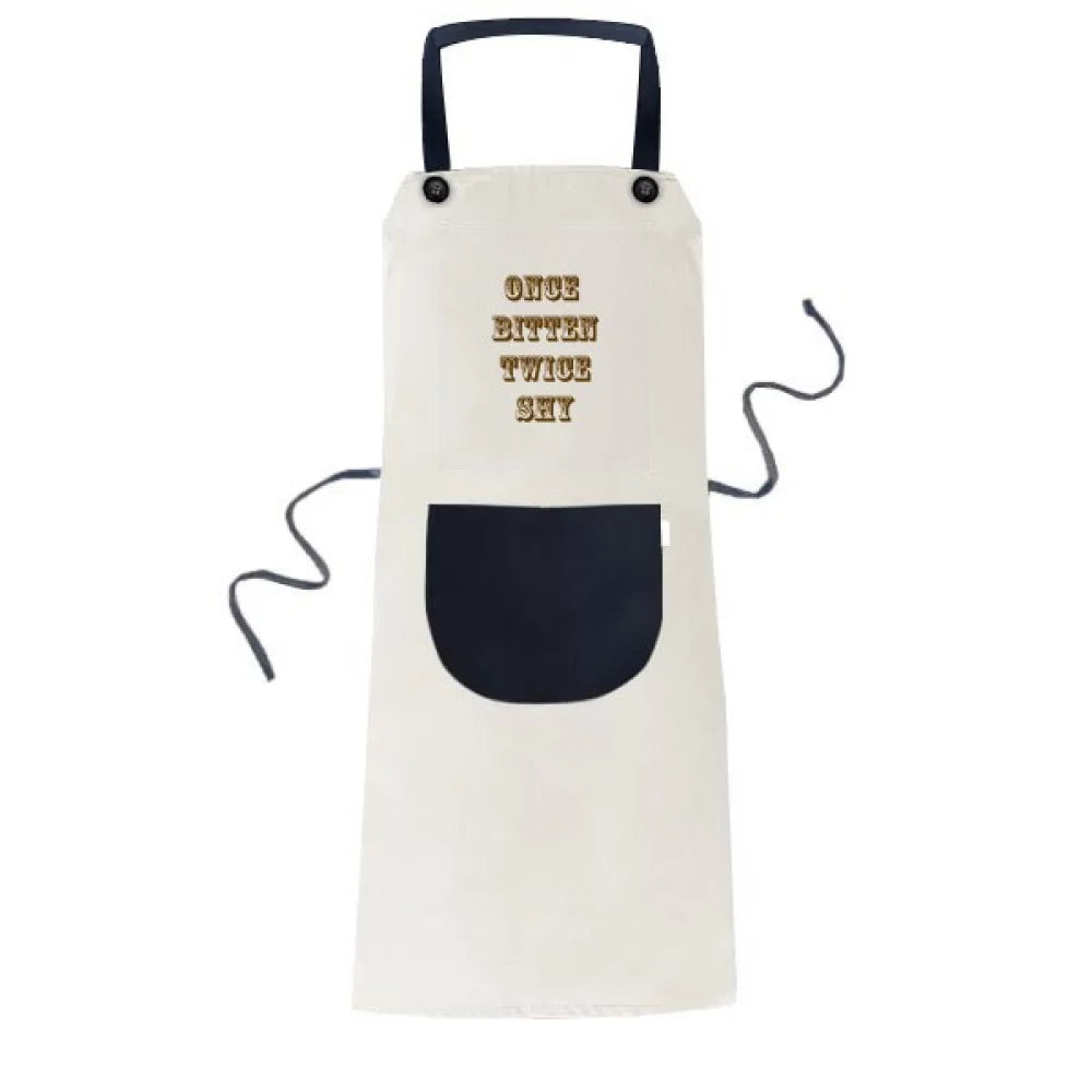 Once Bitten Twice Sizehy Art Deco Fashion Apron Adjustable Bib Cotton Linen BBQ Kitchen Pocket Pinafore