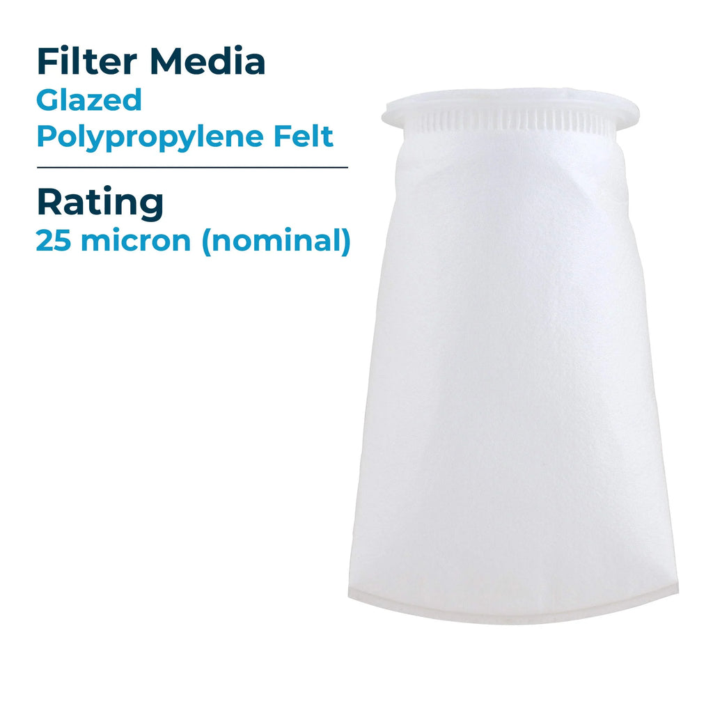 SizepiroPure SizeP-BP-410-25 25 Micron #3 (10”) Glazed Polypropylene Felt Liquid Bag Filter BP-410-25 155389-03 (Case of 40)