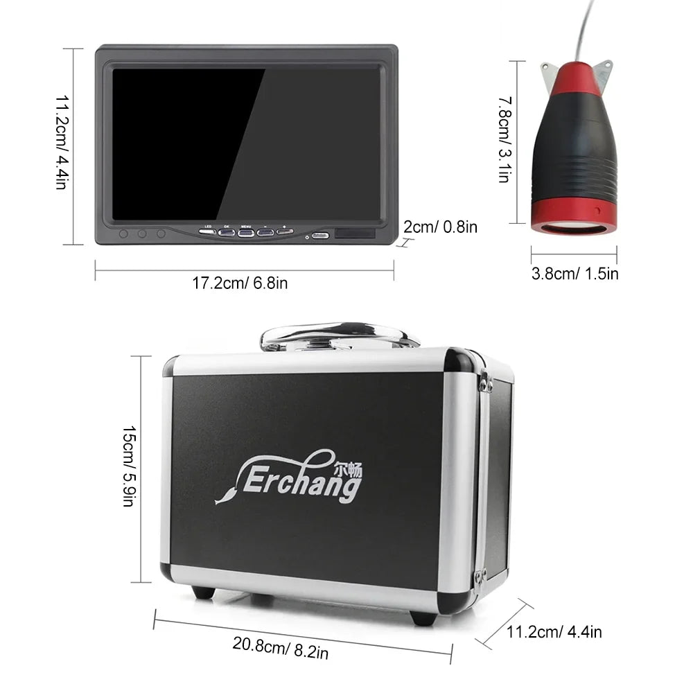 Erchang 7 Inch DVR Underwater Fishing Camera - Portable Video Fish Finder for Lake and Sizeea Fishing