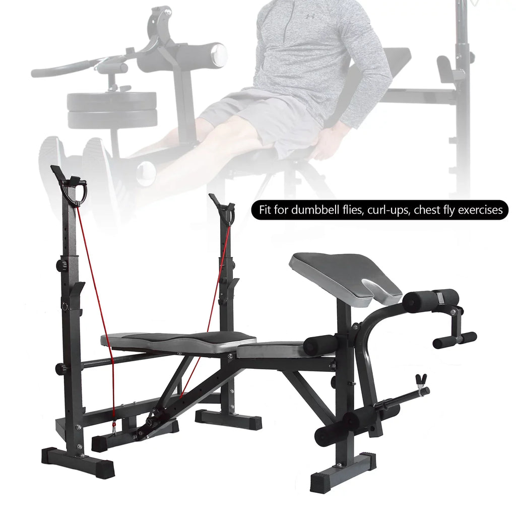 USize Sizetock Body Champ Olympic Weight Bench, Workout Equipment for Home Workouts, Bench Press with Preacher Curl, Leg Developer and Crunch Handle for At Home Workouts