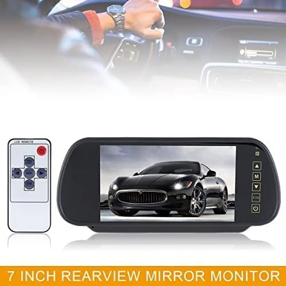 Bileeko 7 Inch 16:9 2-Channel Video Input Car RGB Digital Display Rear View VCR Monitor with Touch Button