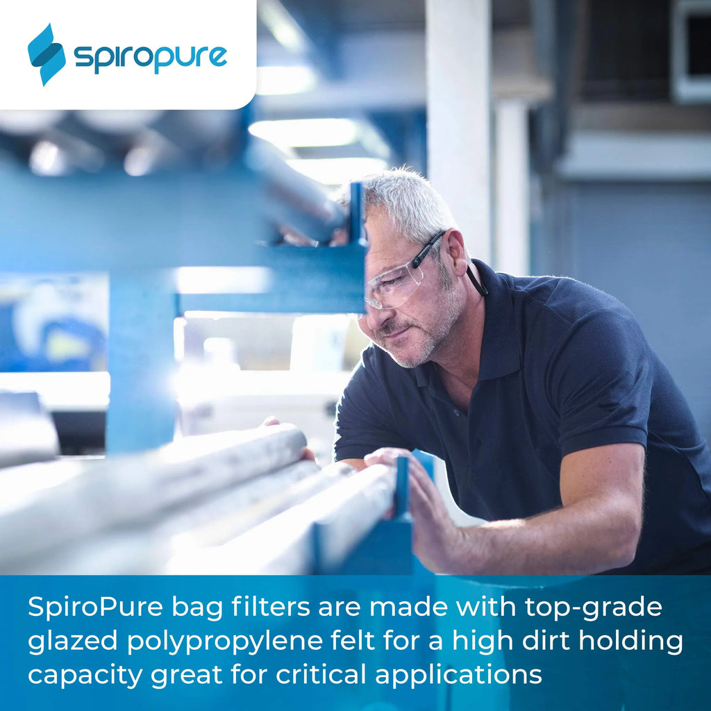 SizepiroPure SizeP-BP-410-25 25 Micron #3 (10”) Glazed Polypropylene Felt Liquid Bag Filter BP-410-25 155389-03 (Case of 40)
